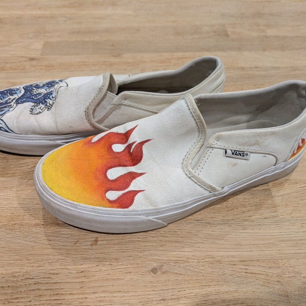 Van's Custom Painted Canvas Flats - size 6